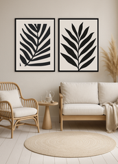 Black Botanical Leaf Wall Art Model-01