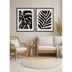 Black Botanical Leaf Wall Art Model-03